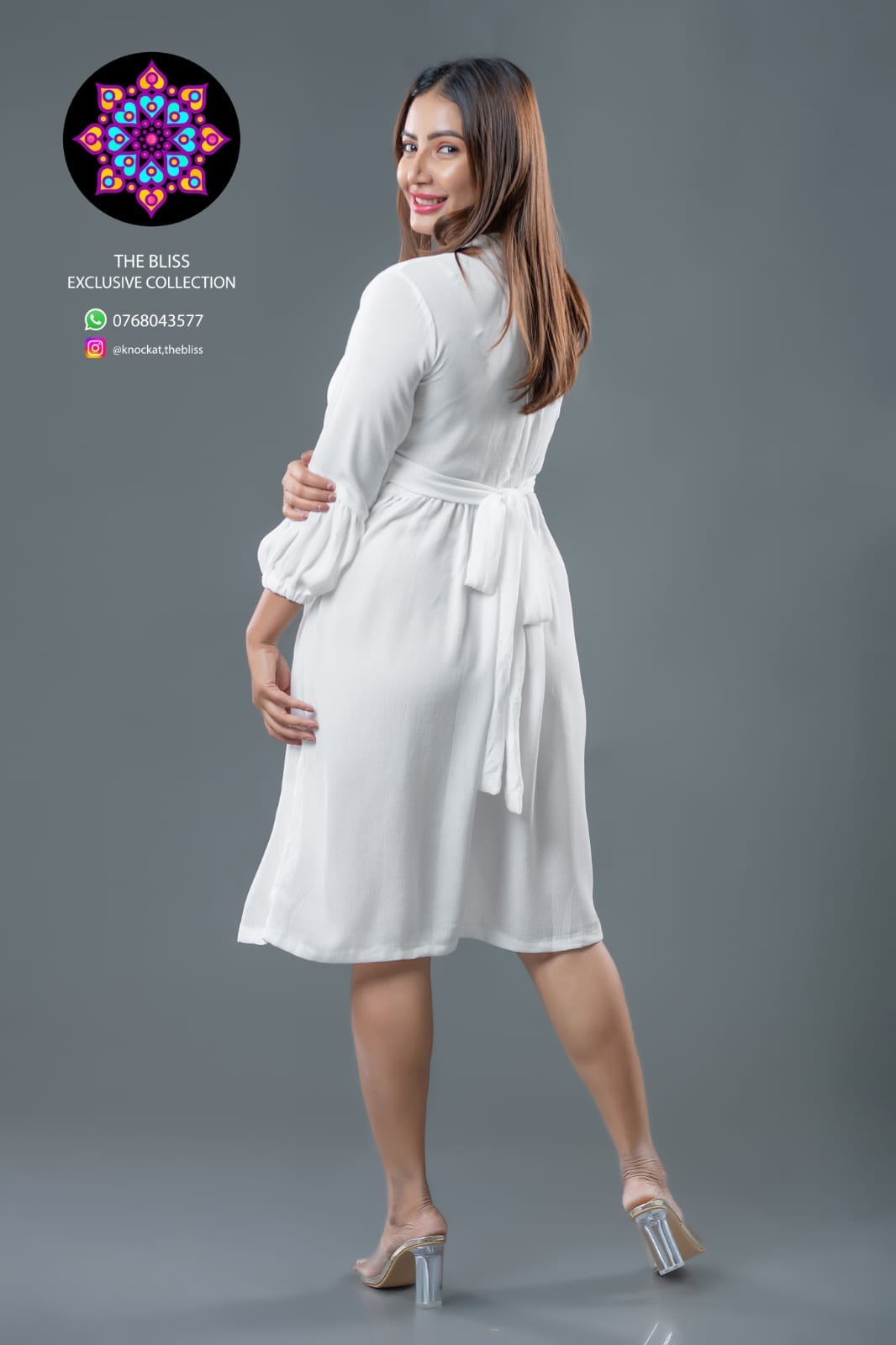 Linda High Neck White Dress