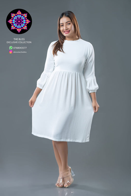 Linda High Neck White Dress