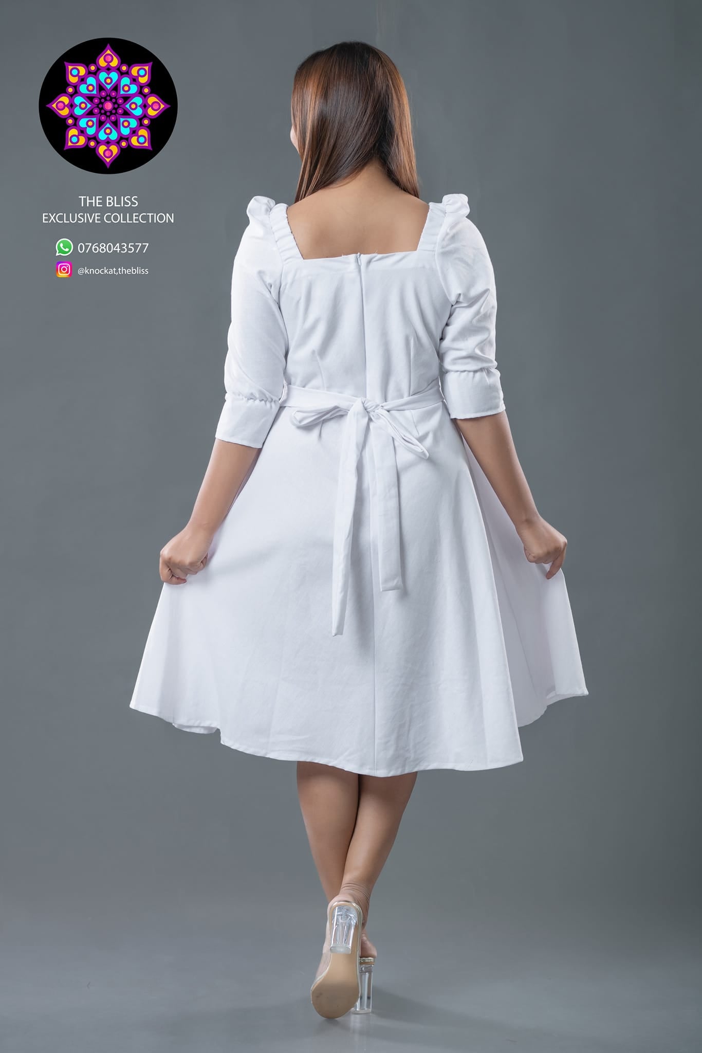 Amy Puff Sleeve Linen White Dress