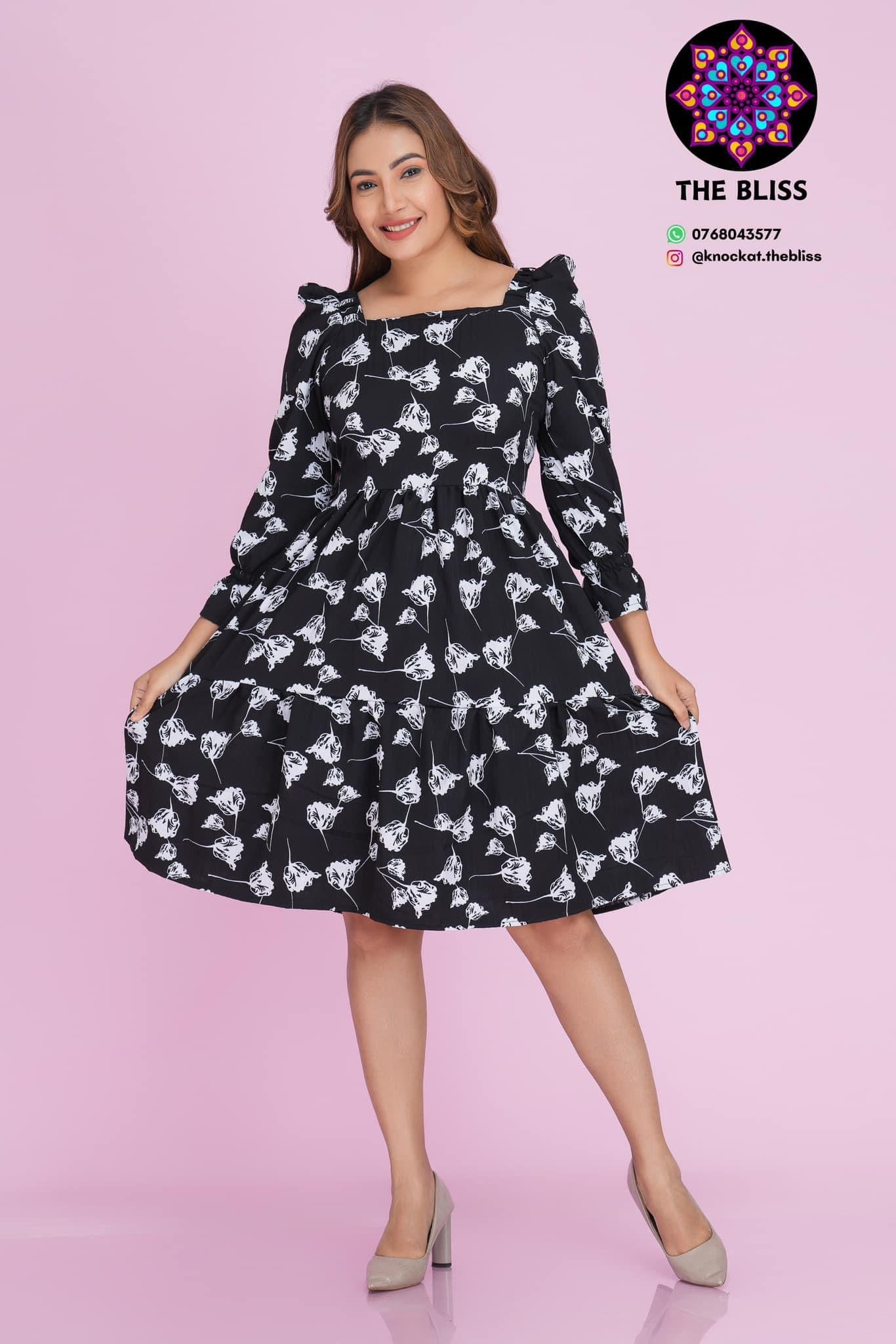 Meili Floral Black Dress