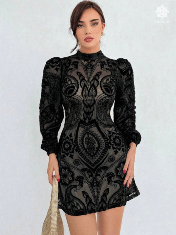 Aloruh Dark Puff Sleeve Dress