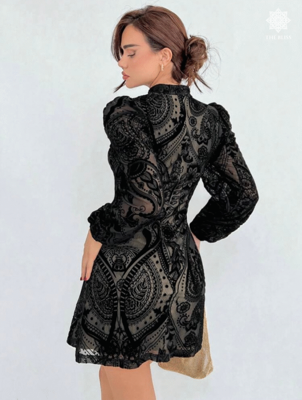 Aloruh Dark Puff Sleeve Dress - Image 4