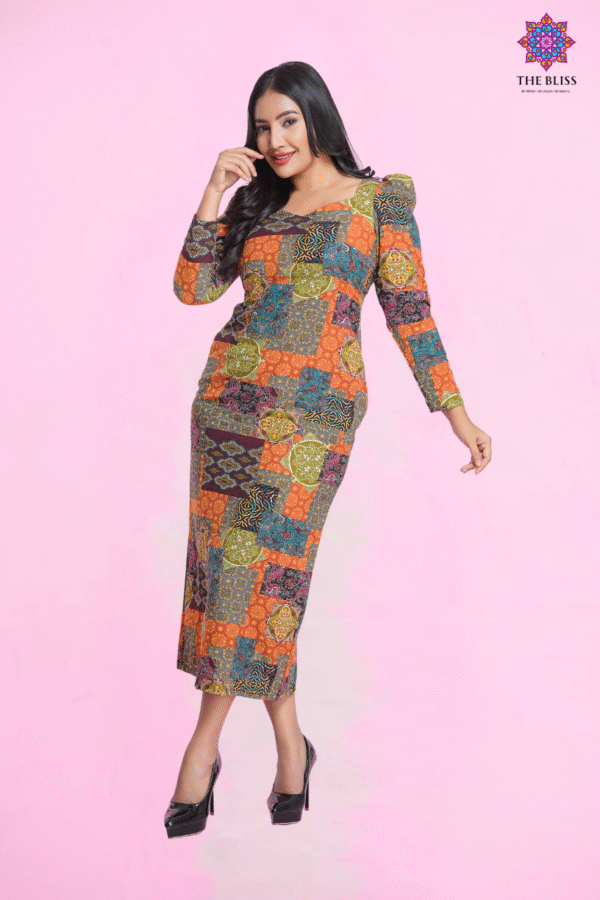 Rustic Bodycon Midi Dress - Image 2