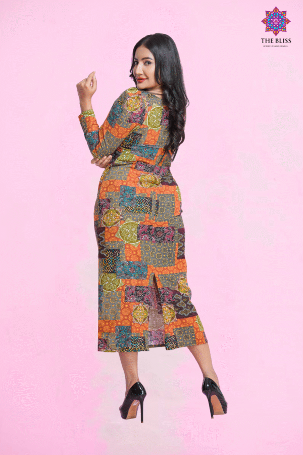 Rustic Bodycon Midi Dress - Image 4