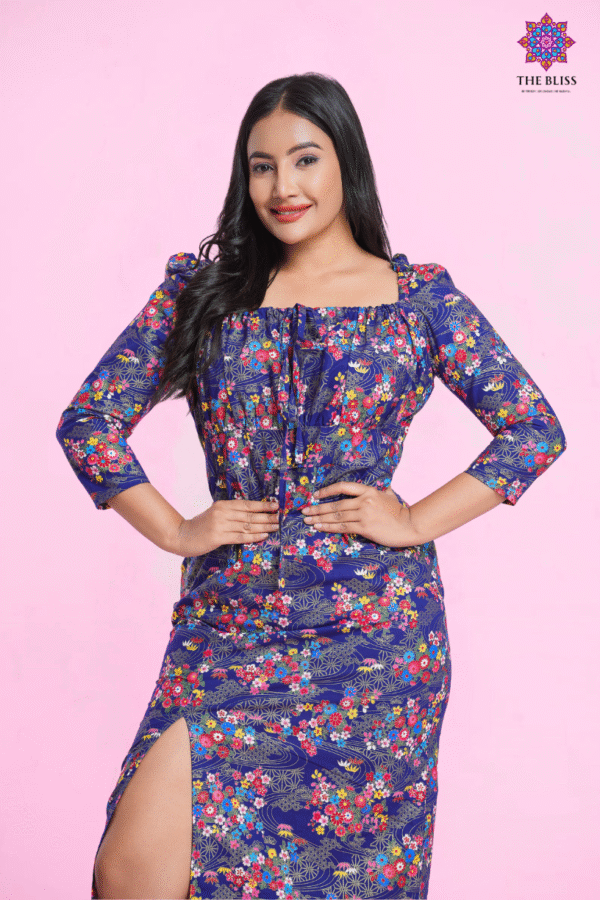 Midnight Floral Midi Dress - Image 3