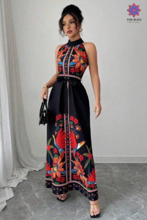 Elenzga Floral Halter Dress