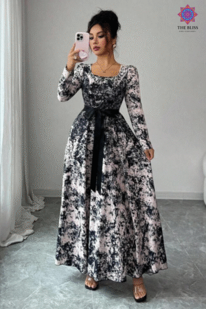 Elegant waist Gathered Dress