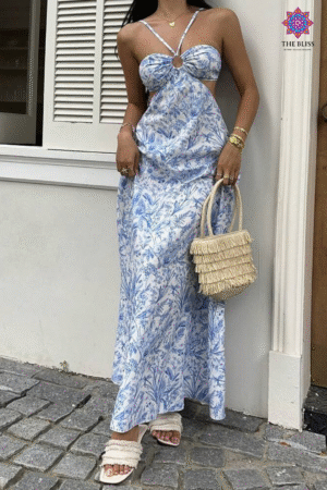 Blue Meadow Cut-Out Maxi