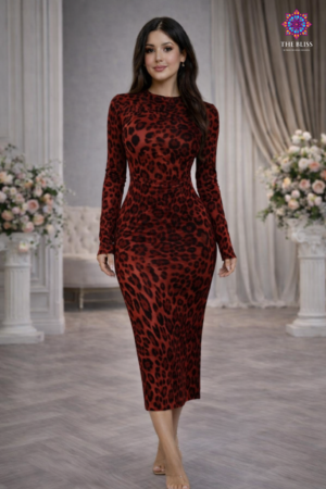 Elenzga Leopard Mesh Dress