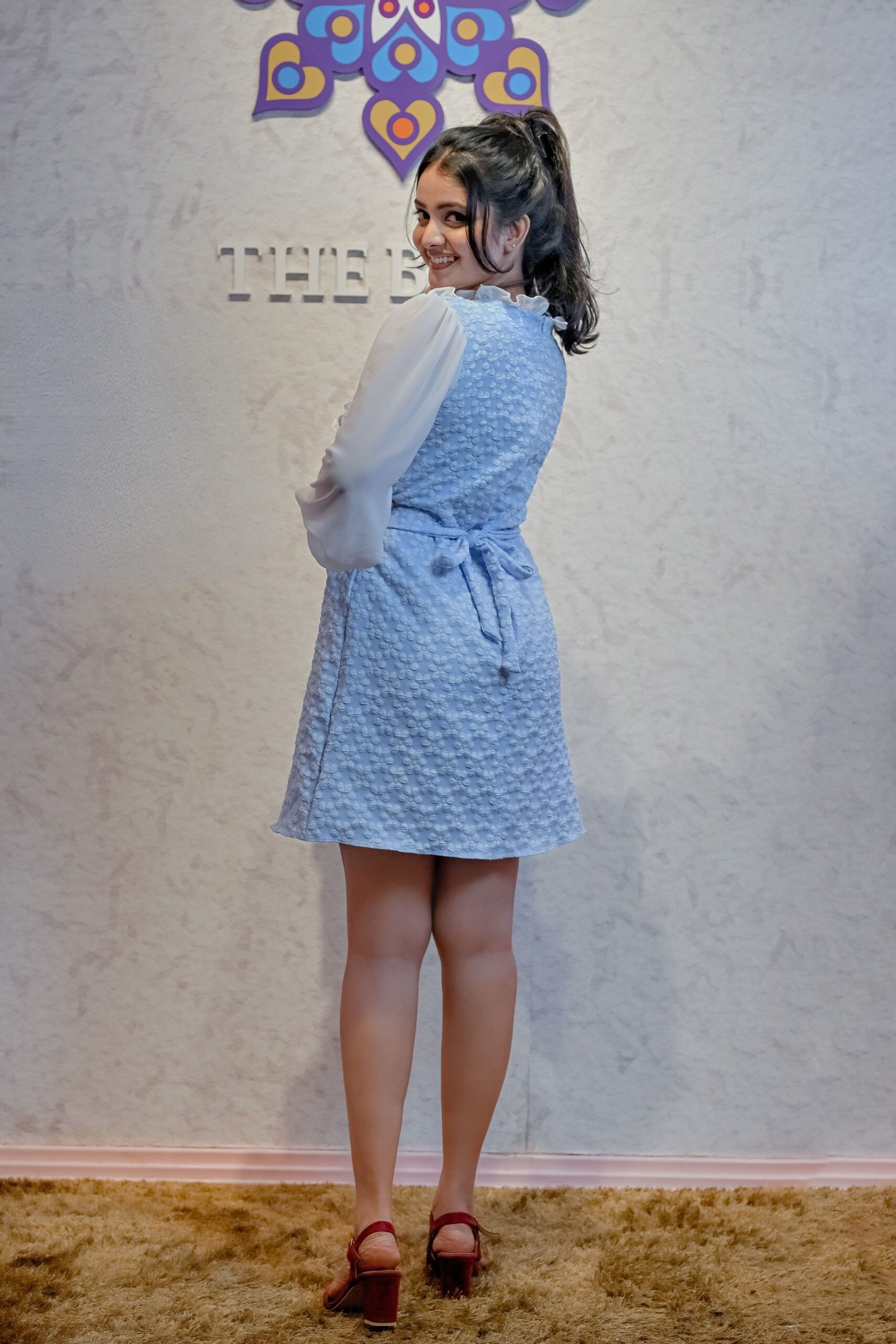 Bella Flower Embossed Mini Dress2