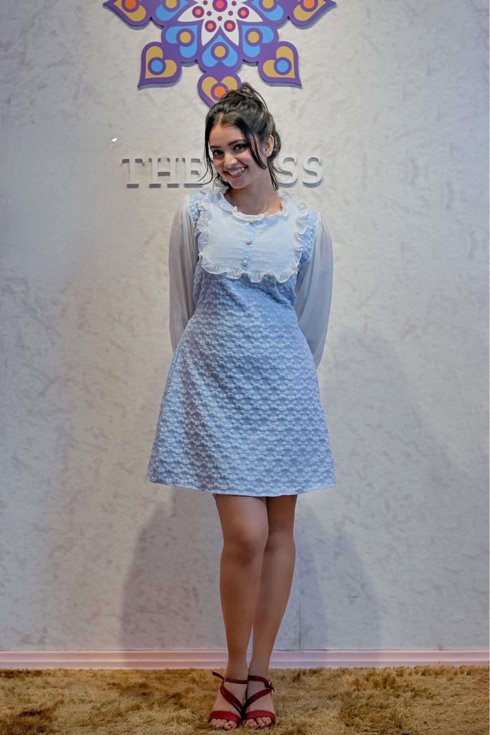 Bella Flower Embossed Mini Dress3